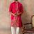 Mens pink viscose rayon solid emboidered straight kurta