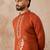 Mens brown viscose rayon solid emboidered straight kurta