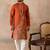 Mens brown viscose rayon solid emboidered straight kurta
