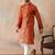 Mens brown viscose rayon solid emboidered straight kurta
