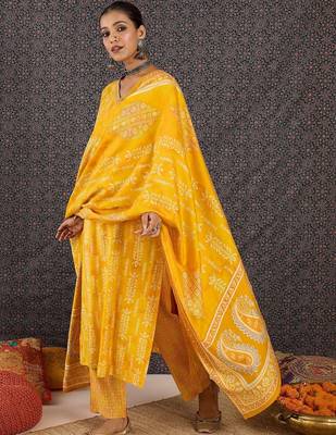 Women Ethnic Motifs Printed Regular Chanderi Silk Kurta with Trousers & With Dupatta 6