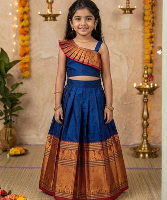 blue narayanipattu skirt and top 1