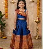 blue narayanipattu skirt and top