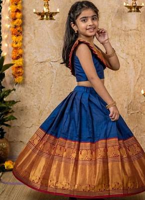 blue narayanipattu skirt and top 3