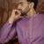 Mens purple jacquard geometric embroidered kurta