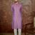 Mens purple jacquard geometric embroidered kurta