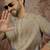 Mens grey jacquard geometric embroidered kurta