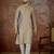 Mens grey jacquard geometric embroidered kurta