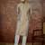 Mens grey jacquard geometric embroidered kurta
