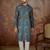 Mens multi linen geometric printed kurta with trouser