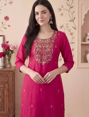 Women Ethnic Motifs Embroidered Regular Thread Work Kurta with Trousers & With Dupatta 2