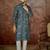 Mens multi linen geometric printed kurta with trouser
