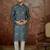 Mens multi linen geometric printed kurta with trouser