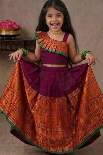 purple narayanipattu skirt and top
