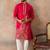 Mens pink viscose rayon solid emboidered straight kurta with trouser