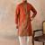 Mens brown viscose rayon solid emboidered straight kurta with trouser