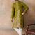 Mens green viscose rayon solid emboidered straight kurta with trouser