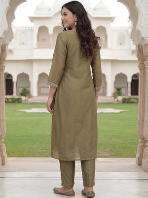 Women Ethnic Motifs Embroidered Regular Sequinned Kurta with Trousers & With Dupatta 4
