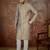Mens grey jacquard geometric embroidered kurta with trouser