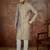 Mens grey jacquard geometric embroidered kurta with trouser