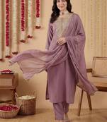 Women Ethnic Motifs Embroidered Regular Thread Work Kurta with Trousers & With Dupatta