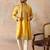 Mens yellow silk blend solid embroidered kurta with dupatta