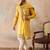 Mens yellow silk blend solid embroidered kurta with dupatta