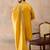 Mens yellow silk blend solid embroidered kurta with dupatta