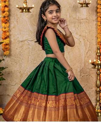 green narayanipattu skirt and top 2