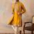 Mens mustard silk blend solid embroidered kurta with dupatta
