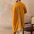 Mens mustard silk blend solid embroidered kurta with dupatta