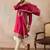 Mens pink silk blend solid embroidered kurta with dupatta