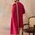 Mens pink silk blend solid embroidered kurta with dupatta