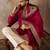 Mens pink silk blend solid embroidered kurta with dupatta