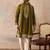 Mens green silk blend solid embroidered kurta with dupatta