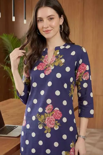 Women Floral Printed Regular Pure Cotton Kurta with Trousers