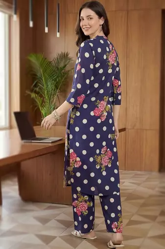 Women Floral Printed Regular Pure Cotton Kurta with Trousers