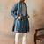 Mens blue silk blend solid embroidered kurta with dupatta