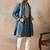 Mens blue silk blend solid embroidered kurta with dupatta