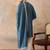 Mens blue silk blend solid embroidered kurta with dupatta