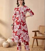 Women Floral Printed Regular Pure Cotton Kurta with Trousers