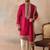Mens pink silk blend solid embroidered kurta and trouser with dupatta