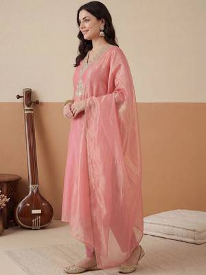 Women Ethnic Motifs Embroidered Regular Kurta with Trousers & With Dupatta 4