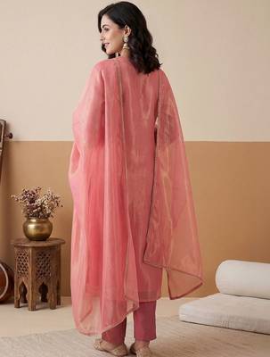 Women Ethnic Motifs Embroidered Regular Kurta with Trousers & With Dupatta 5