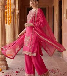 Women Ethnic Motifs Embroidered Regular Sequinned Kurta with Palazzos & With Dupatta
