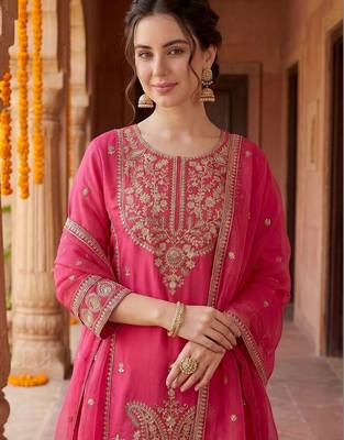 Women Ethnic Motifs Embroidered Regular Sequinned Kurta with Palazzos & With Dupatta 2