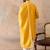 Mens yellow silk blend solid embroidered kurta and trouser with dupatta