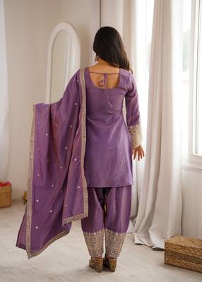 Embroidered Vichitra Silk Straight Kurta Shalwar and Dupatta Set 4