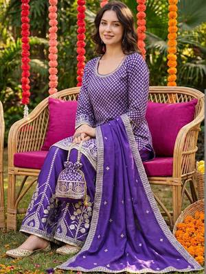 Women Ethnic Motifs Embroidered Regular Sequinned Kurta with Palazzos & With Dupatta 1