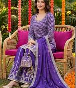 Women Ethnic Motifs Embroidered Regular Sequinned Kurta with Palazzos & With Dupatta